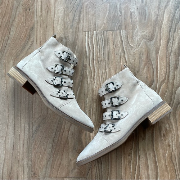 Paul Green Shoes - Paul Green Anne Beige Suede Leather Ankle Boots